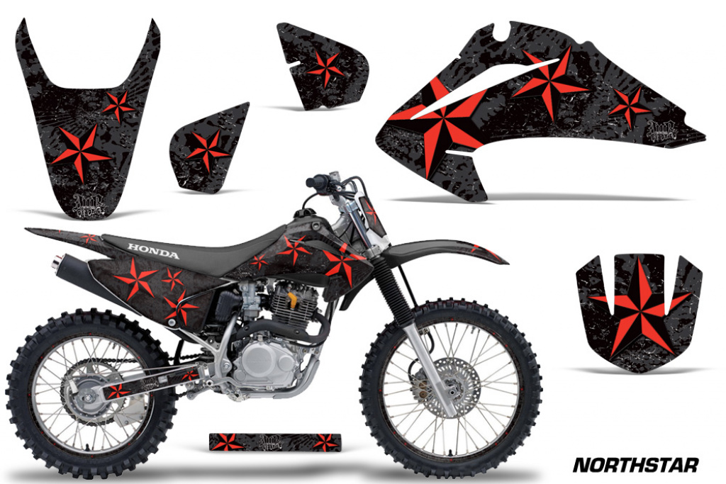 Northstar Background = Black, Design color = Red with number plates for Honda CRF150F-CRF230F 2003-2007