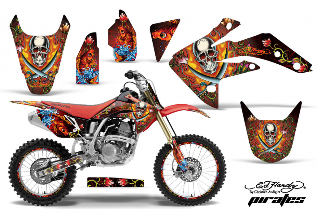 Ed-Hardy - Pirates Red with number plates for Honda CRF150R 2007-2016
