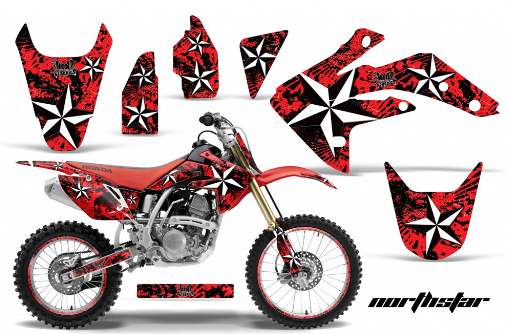 Northstar Background = Red, Design color = White with number plates for Honda CRF150R 2007-2016