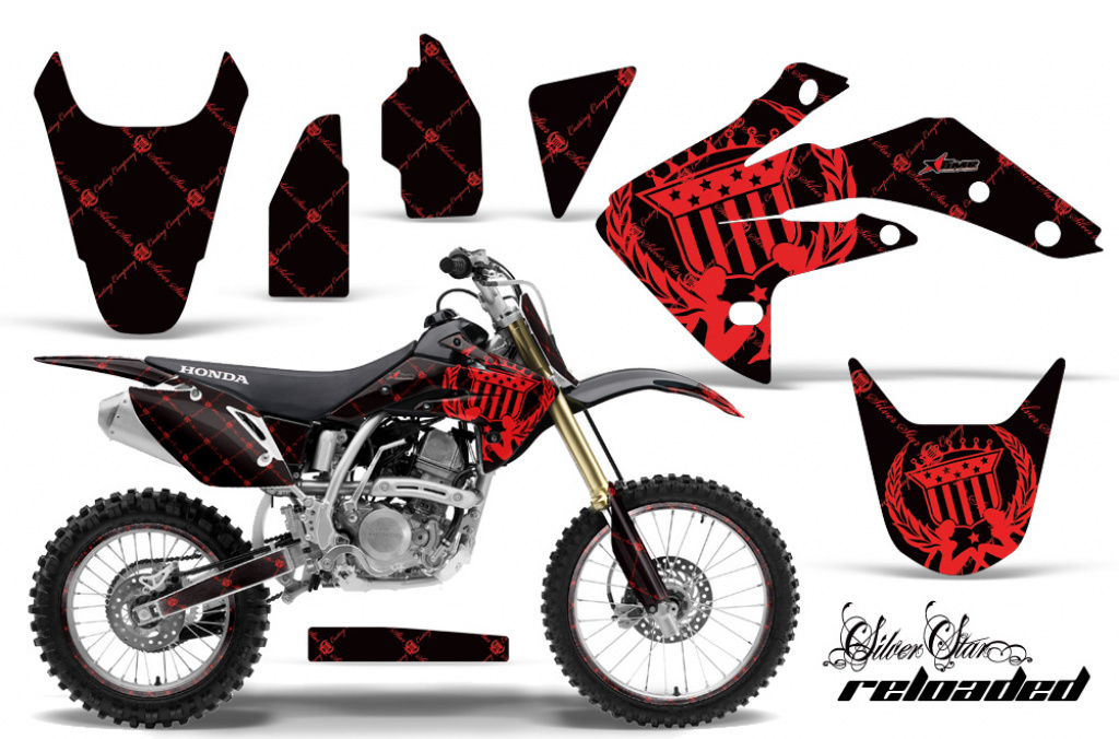 SilverStar - Reloaded Background = Black, Design color = Red with number plates for Honda CRF150R 2007-2016