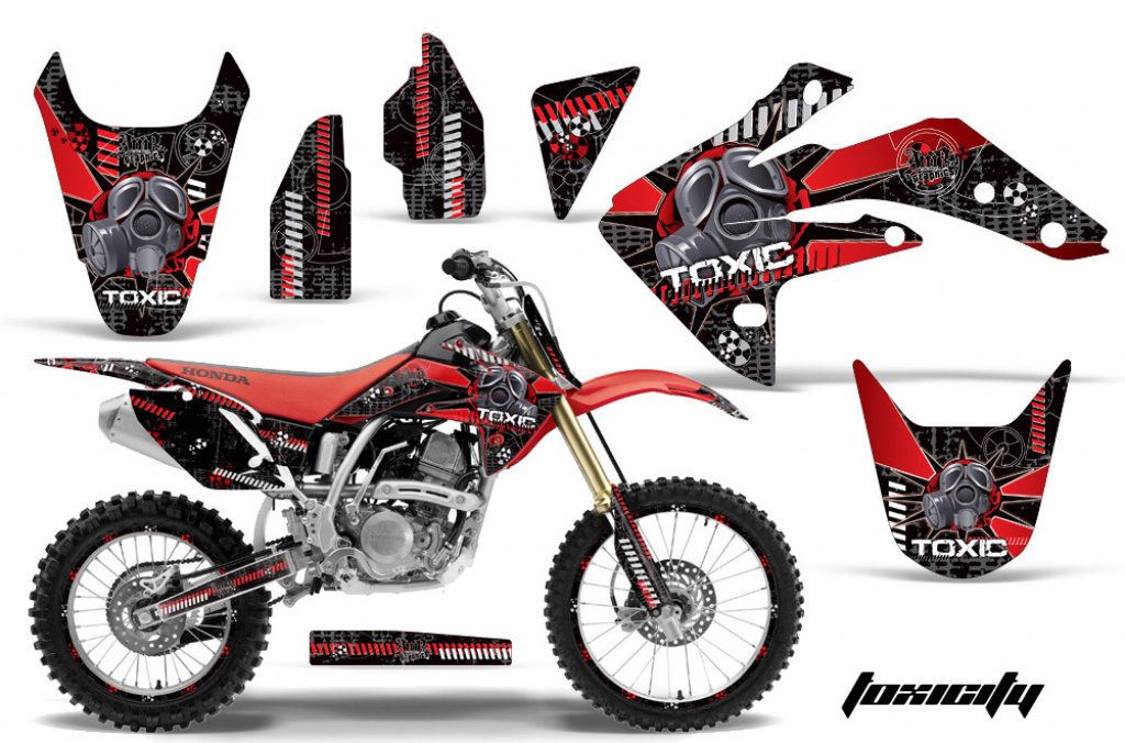 Toxicity Background = Black, Design color = Red with number plates for Honda CRF150R 2007-2016