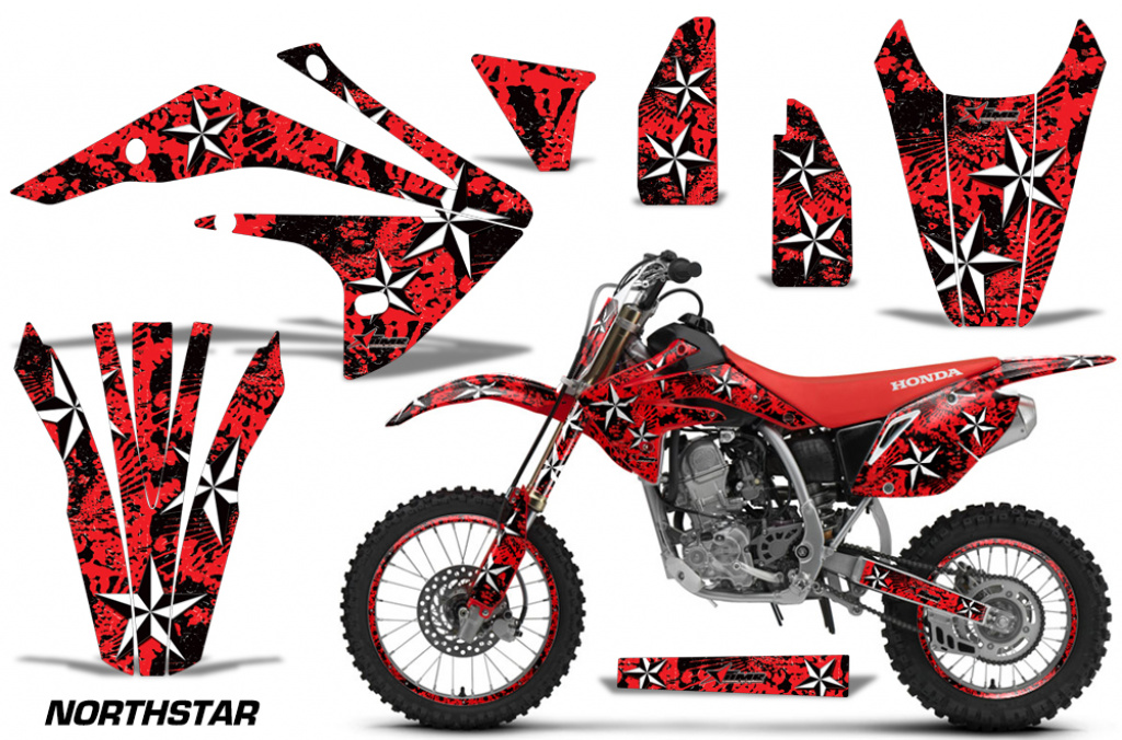 Northstar Background = Red, Design color = White with number plates for Honda CRF150R 2017-2021
