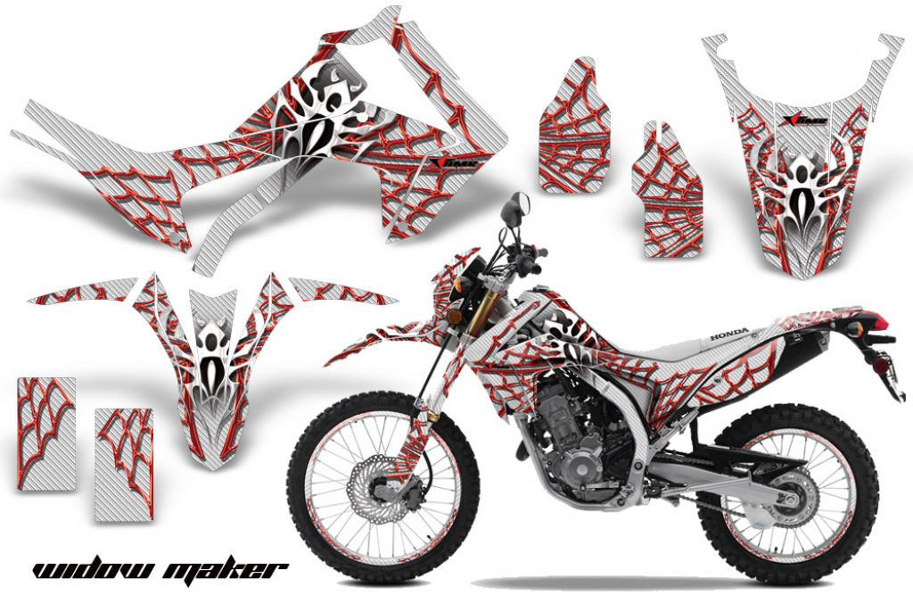 Widow Maker Hintergrund = Weiß, Designfarbe = Rot mit Nummernfeldern für Honda CRF250L/CRF250M 2013-2020