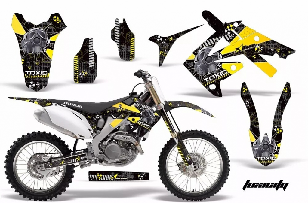 Toxicity Background = Black, Design color = Yellow without number plates for Honda CRF250R 2010-2013