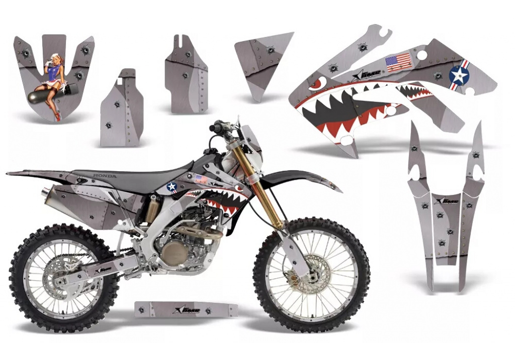 P40-Warhawk Silber mit Nummernfeldern für Honda CRF250X 2004-2017
