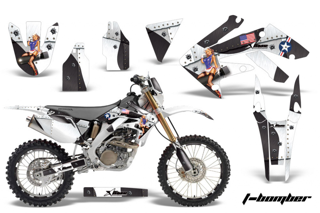 T-Bomber Schwarz mit Nummernfeldern für Honda CRF250X 2004-2017