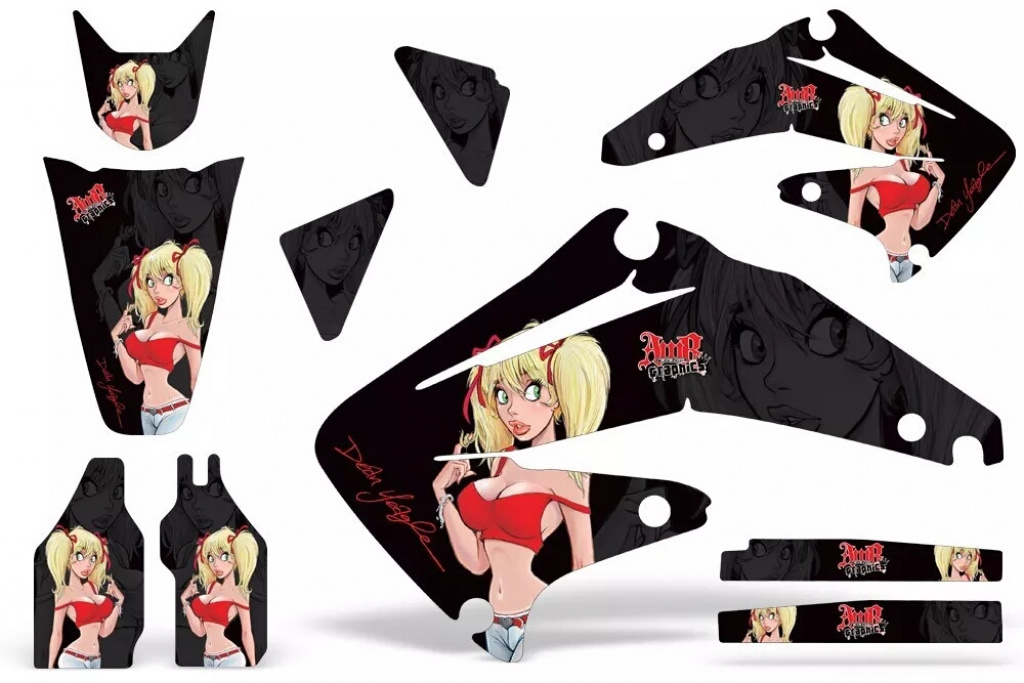 Mandy Background = Black, Design color = Red without number plates for Honda CRF450R 2009-2012