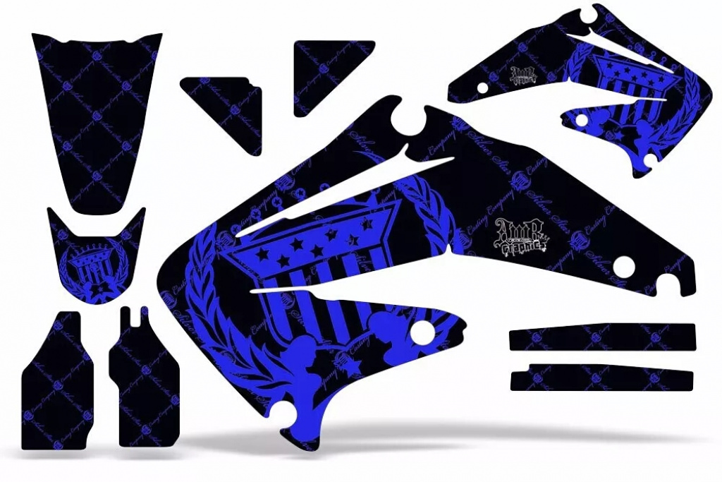 SilverStar - Reloaded Background = Black, Design color = Blue without number plates for Honda CRF450R 2009-2012