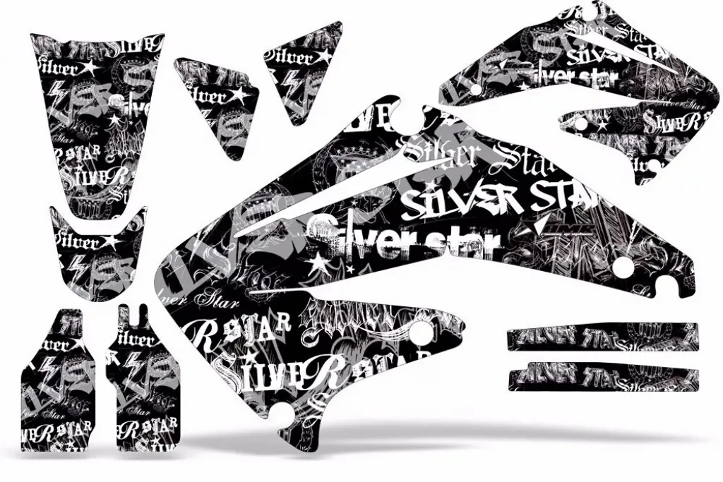 SilverStar - Silverhaze Background = Black, Design color = White without number plates for Honda CRF450R 2009-2012