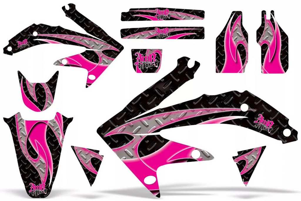 Tribal Flames Background = Black, Design color = Pink without number plates for Honda CRF450R 2009-2012