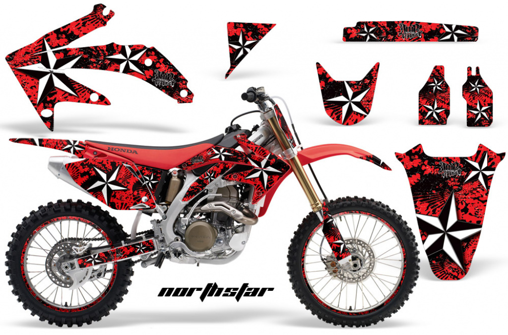 Northstar Background = Red, Design color = White with number plates for Honda CRF450R 2009-2012