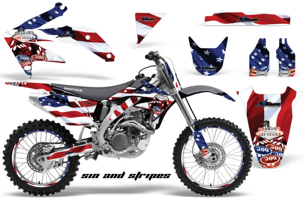 Sin and Stripes mit Nummernfelder für Honda CRF450R 2009-2012