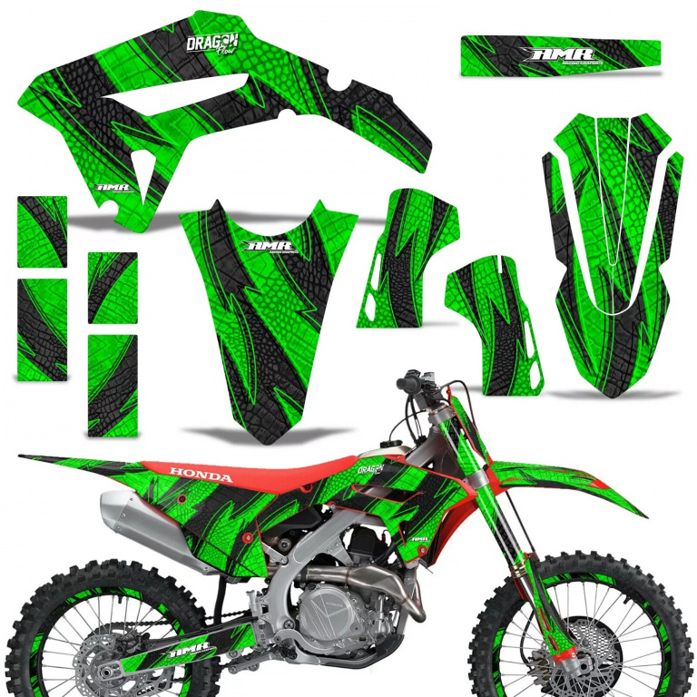 Dragon Flow Green with number plates for Honda CRF450R/RW 2021-2024