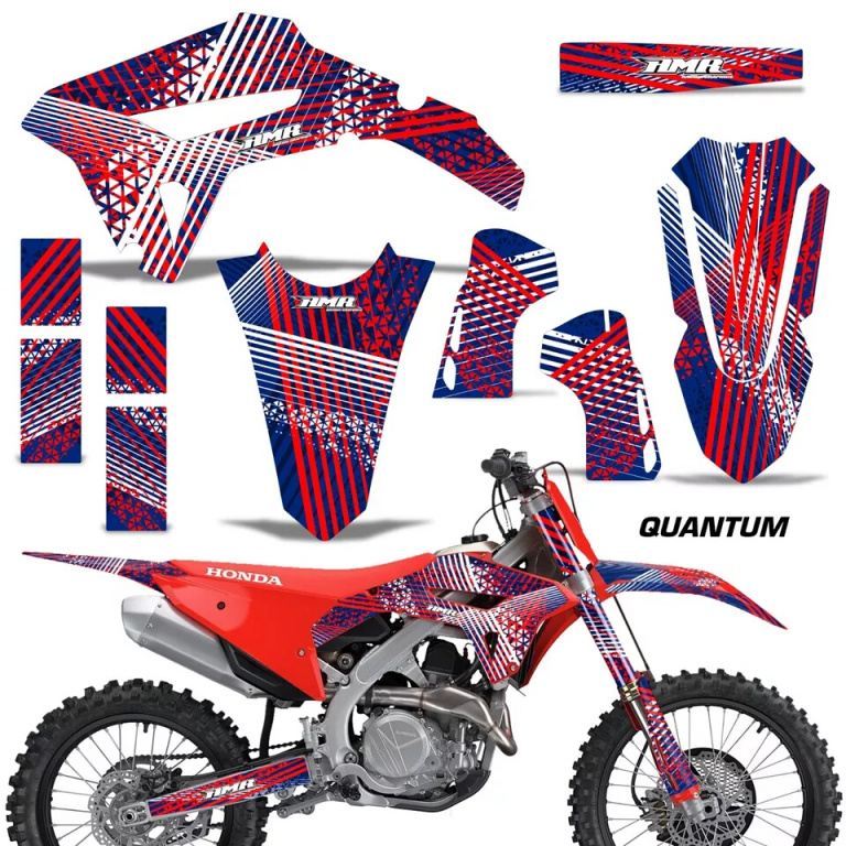 Quantum Background = Blue, Design color = Red without number plates for Honda CRF450R/RW 2021-2024