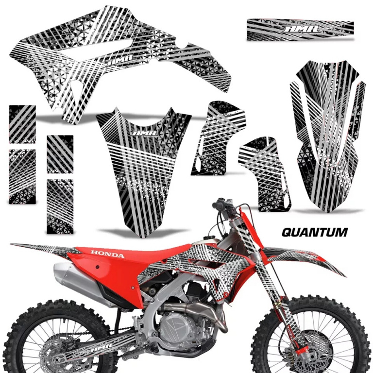 Quantum Background = Black, Design color = Silver without number plates for Honda CRF450R/RW 2021-2024
