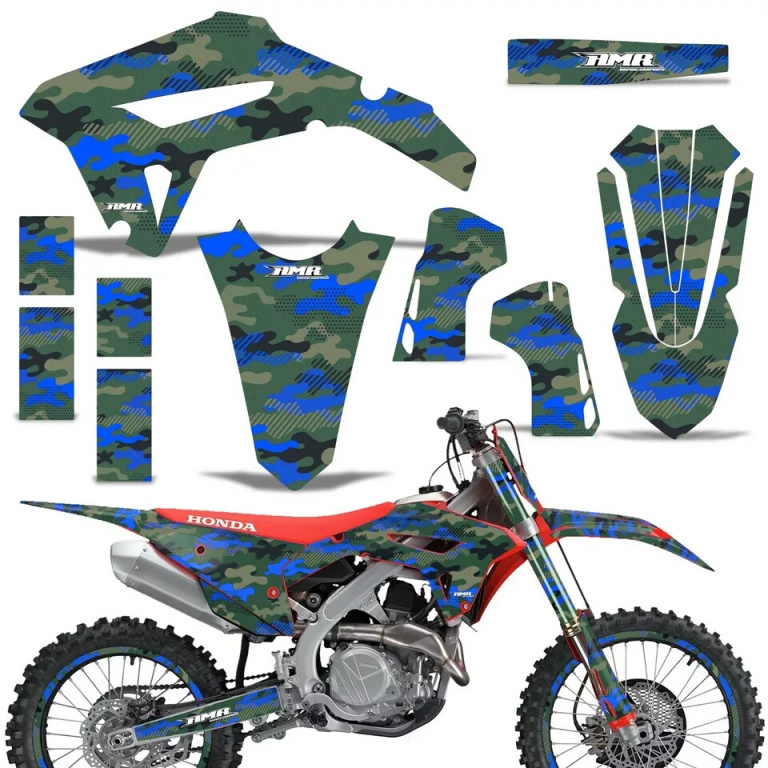 Slash Camo Blue with number plates for Honda CRF450R/RW 2021-2024