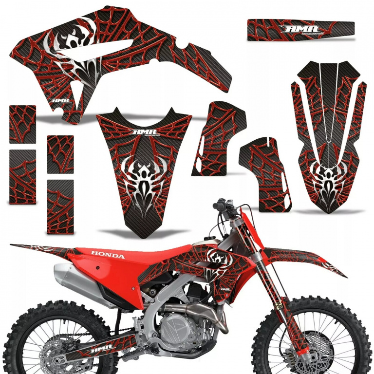 Widow Maker Background = Black, Design color = Red without number plates for Honda CRF450R/RW 2021-2024