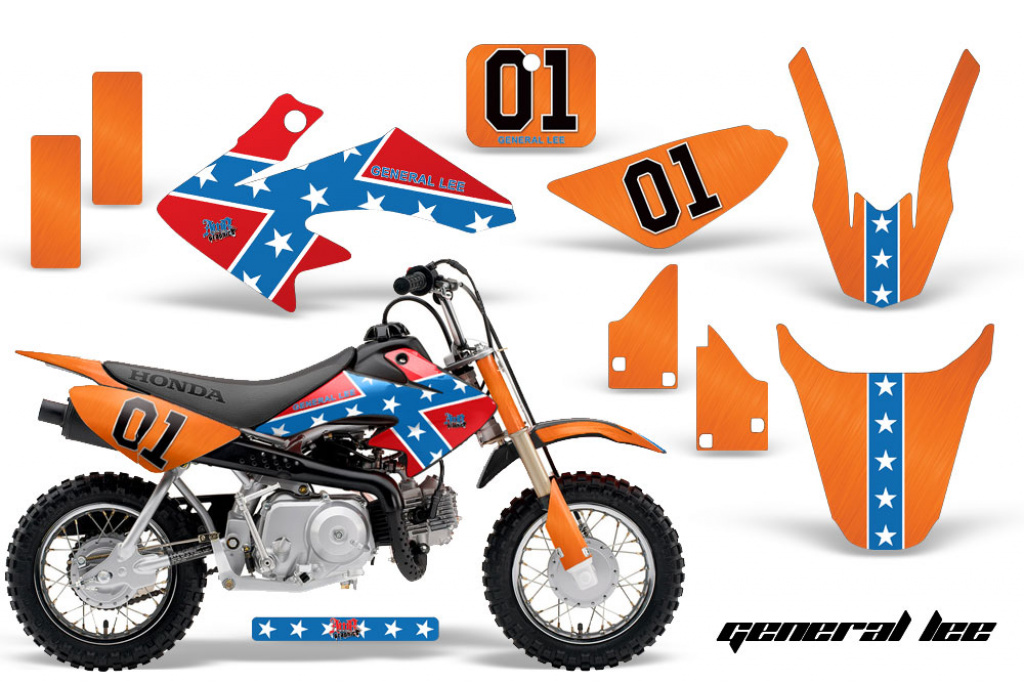 General Lee with number plates for Honda CRF50 2004-2013