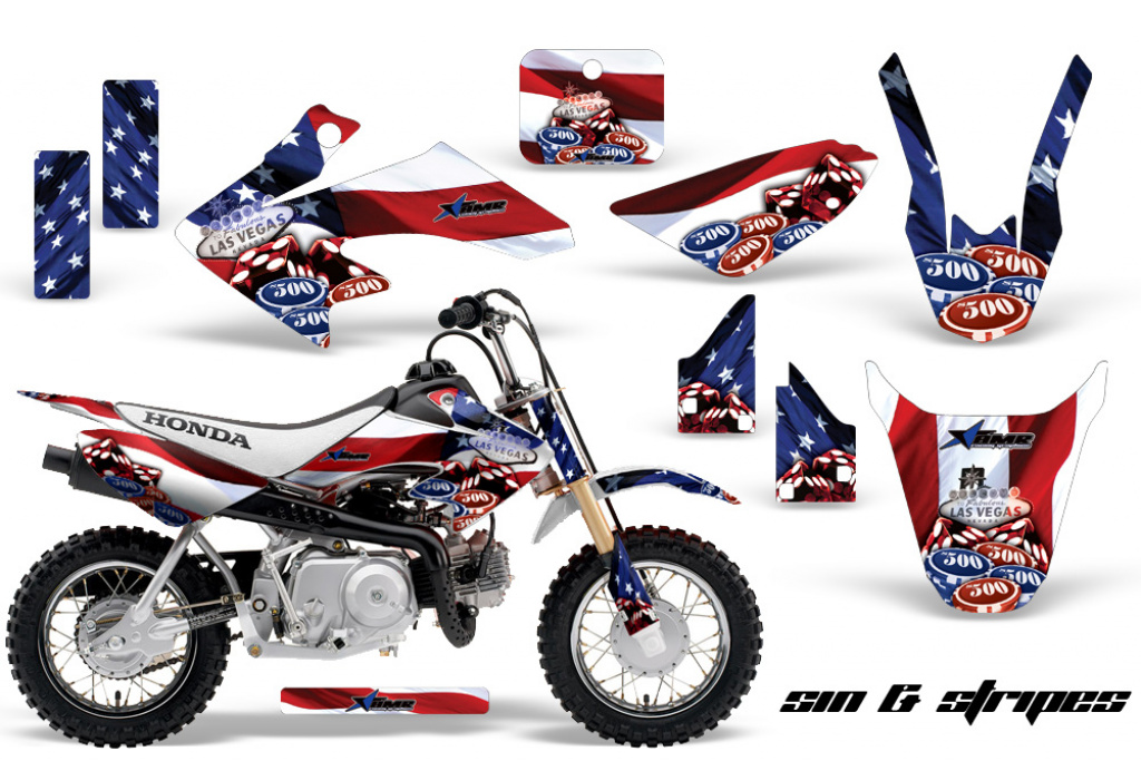 Sin and Stripes with number plates for Honda CRF50 2004-2013