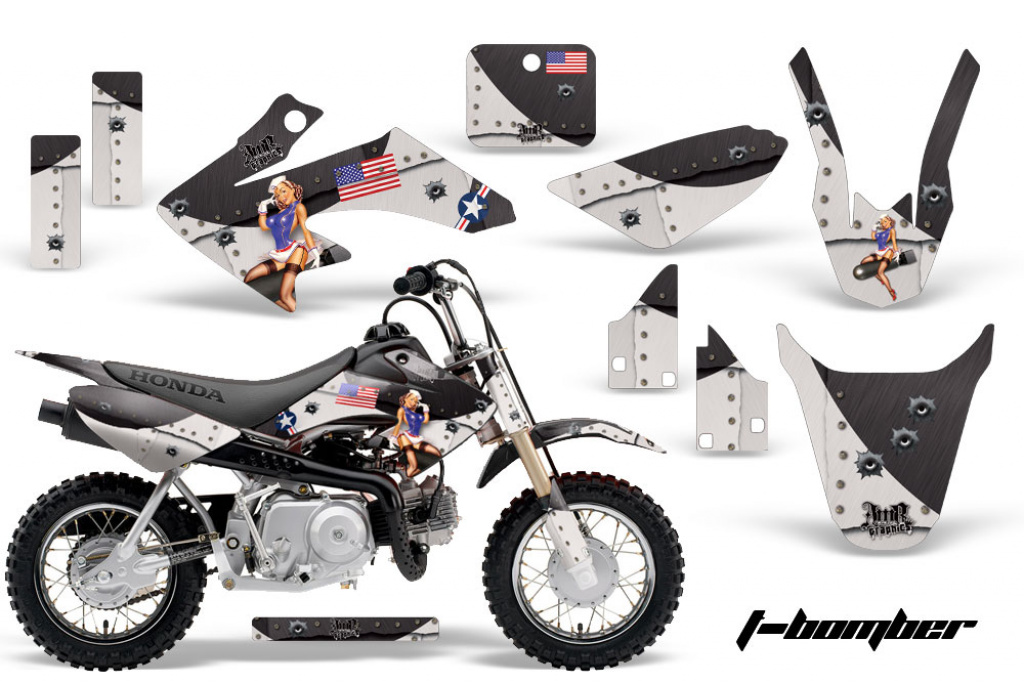 T-Bomber Black with number plates for Honda CRF50 2004-2013