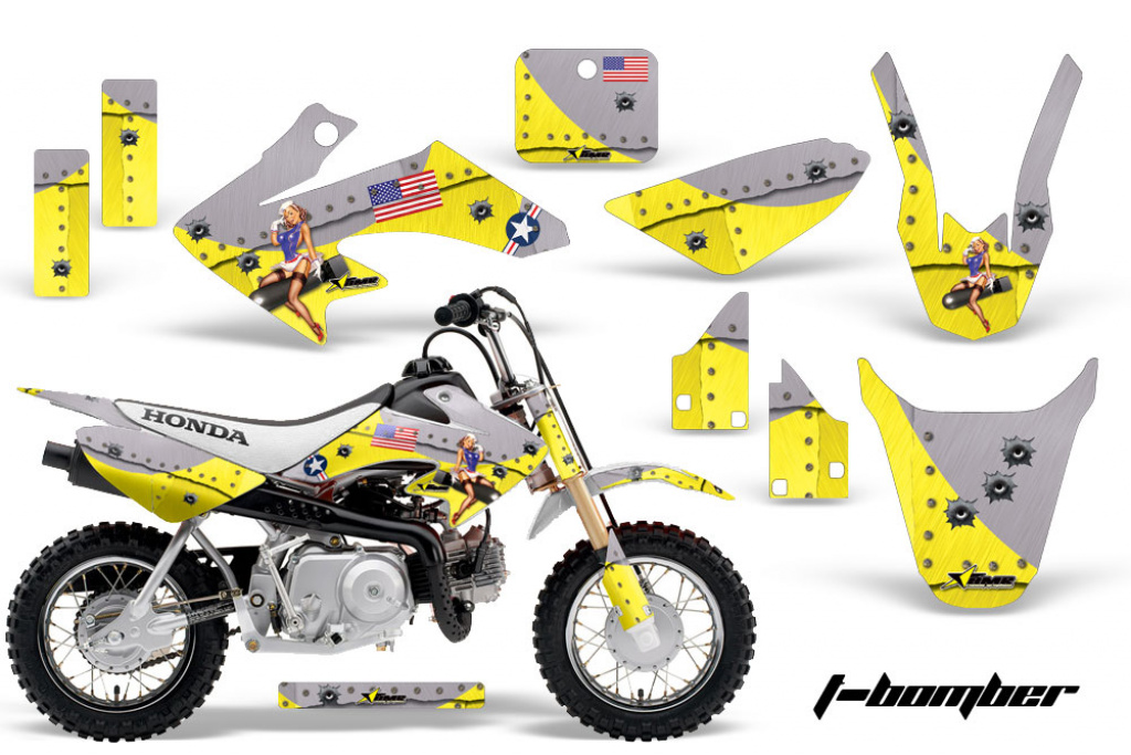 T-Bomber Yellow with number plates for Honda CRF50 2004-2013