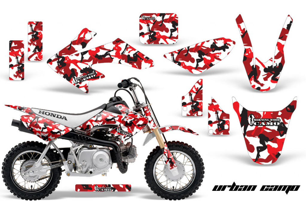 Urban Camo Red with number plates for Honda CRF50 2004-2013