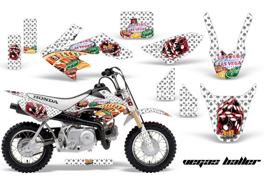 Vegas Baller White with number plates for Honda CRF50 2004-2013