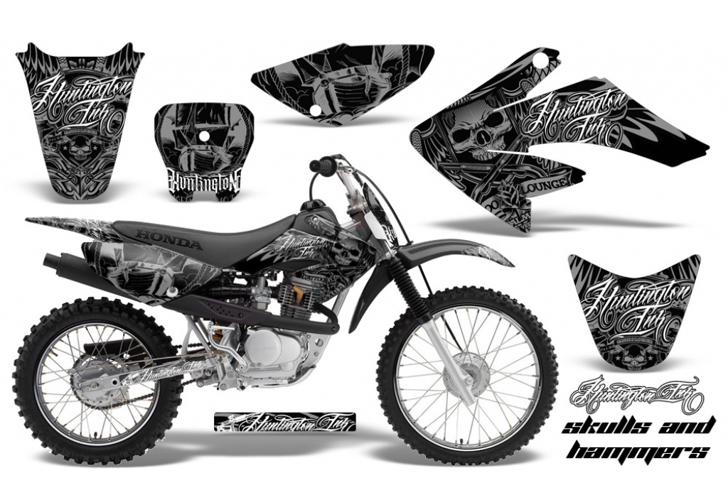 Skulls N Hammer Silver with number plates for Honda CRF70 2004-2015