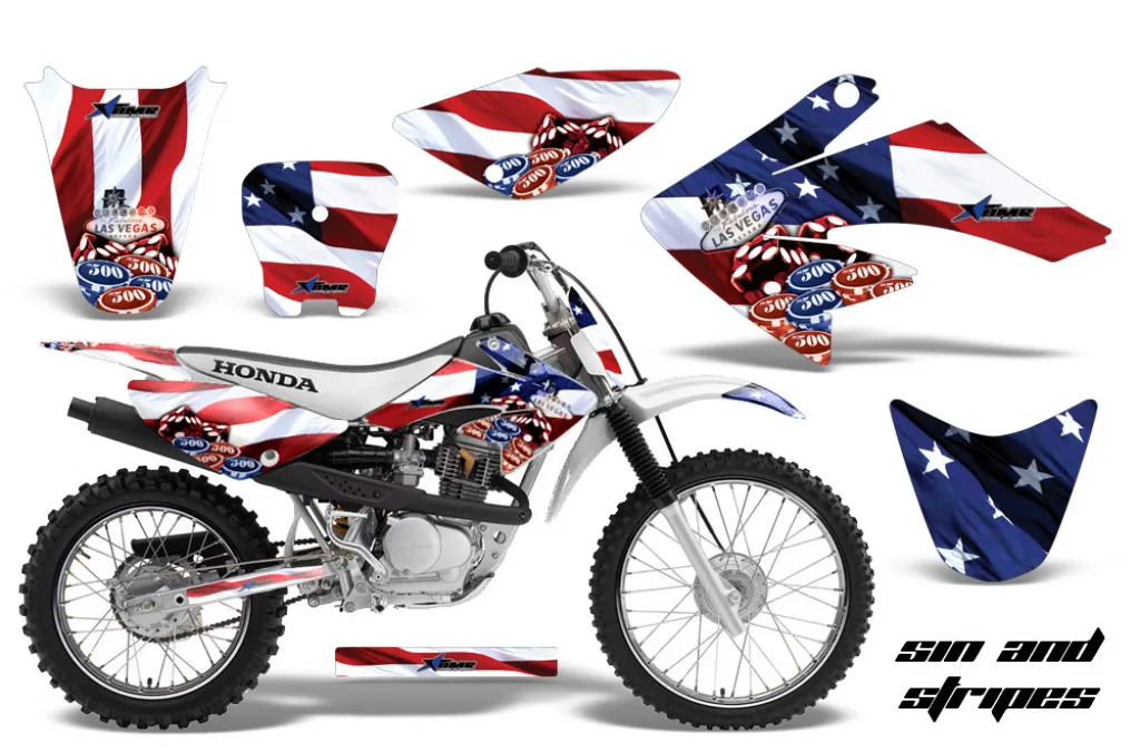 Sin and Stripes with number plates for Honda CRF70 2004-2015