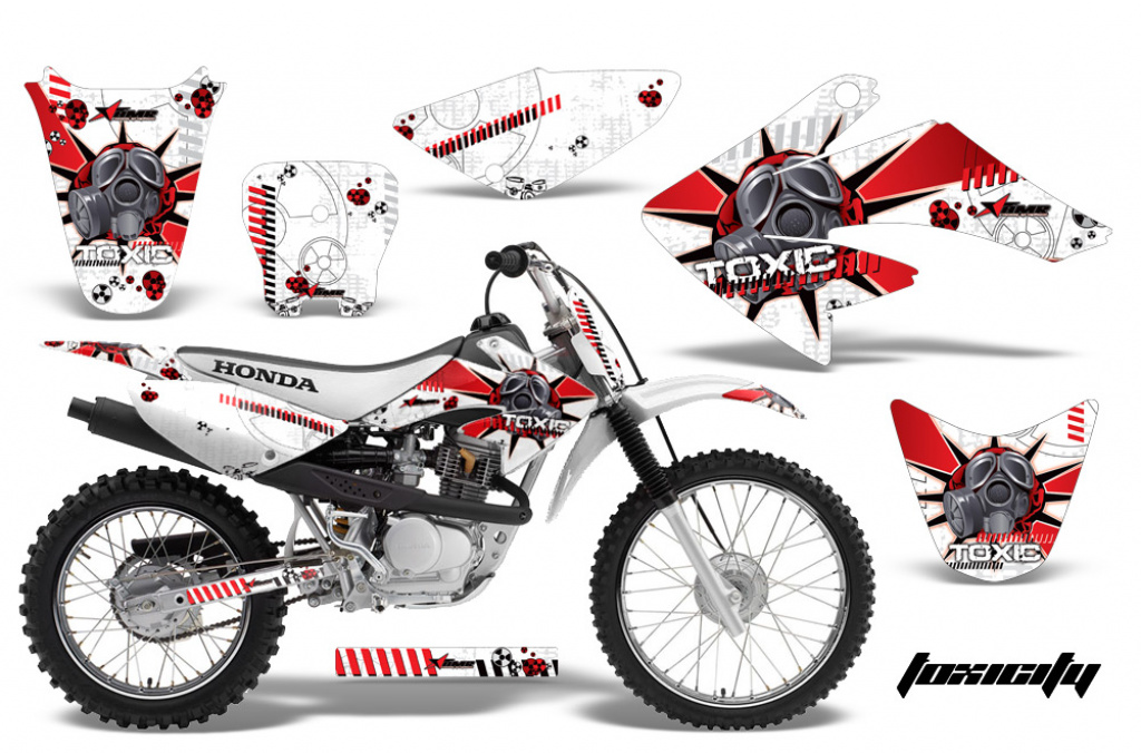 Toxicity Background = White, Design color = Red with number plates for Honda CRF80/CRF100 2004-2010
