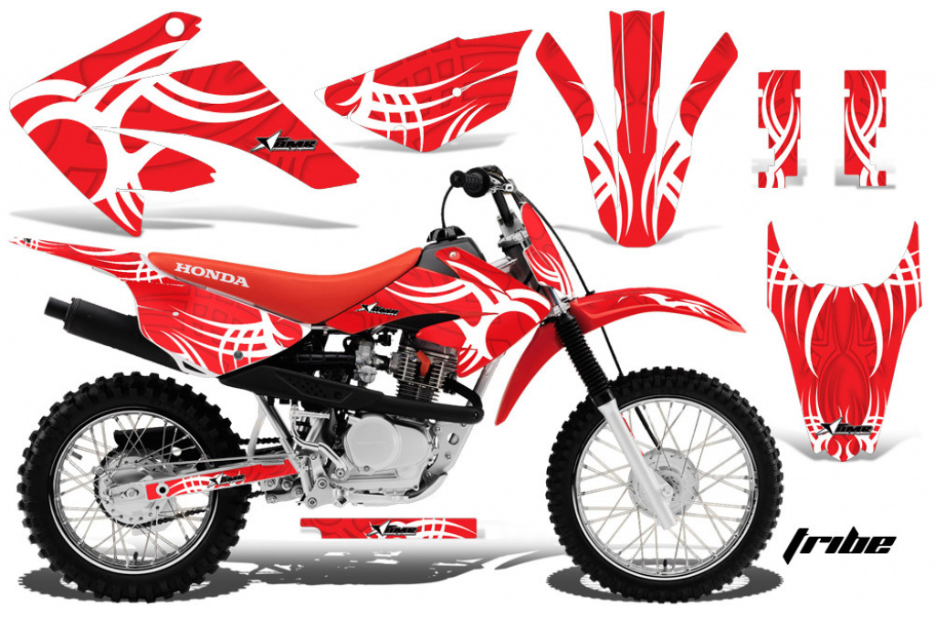 Tribe Background = Red, Design color = White with number plates for Honda CRF80/CRF100 2011-2016