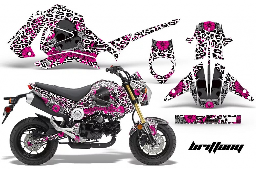 Brittany Hintergrund = Weiß, Designfarbe = Pink für Honda Grom 125 2013-2016