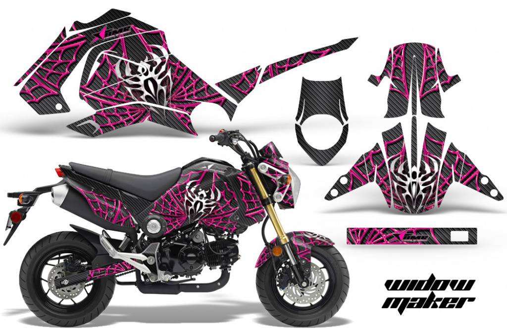 Widow Maker Hintergrund = Schwarz, Designfarbe = Pink für Honda Grom 125 2013-2016