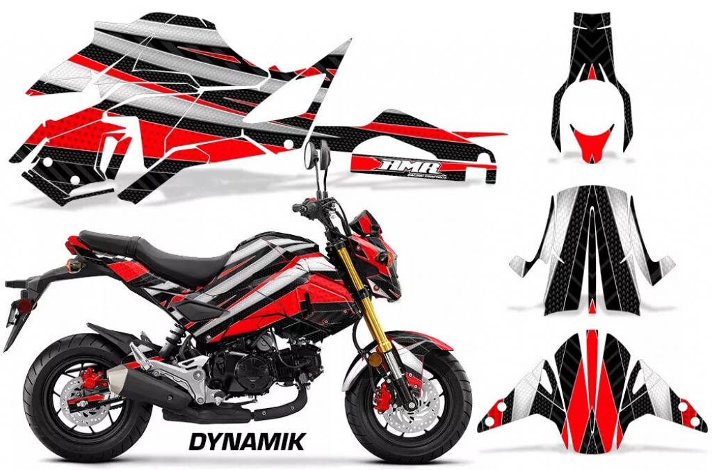 Dynamik Background = Black, Design color = Red for Honda Grom 125 2017-2020