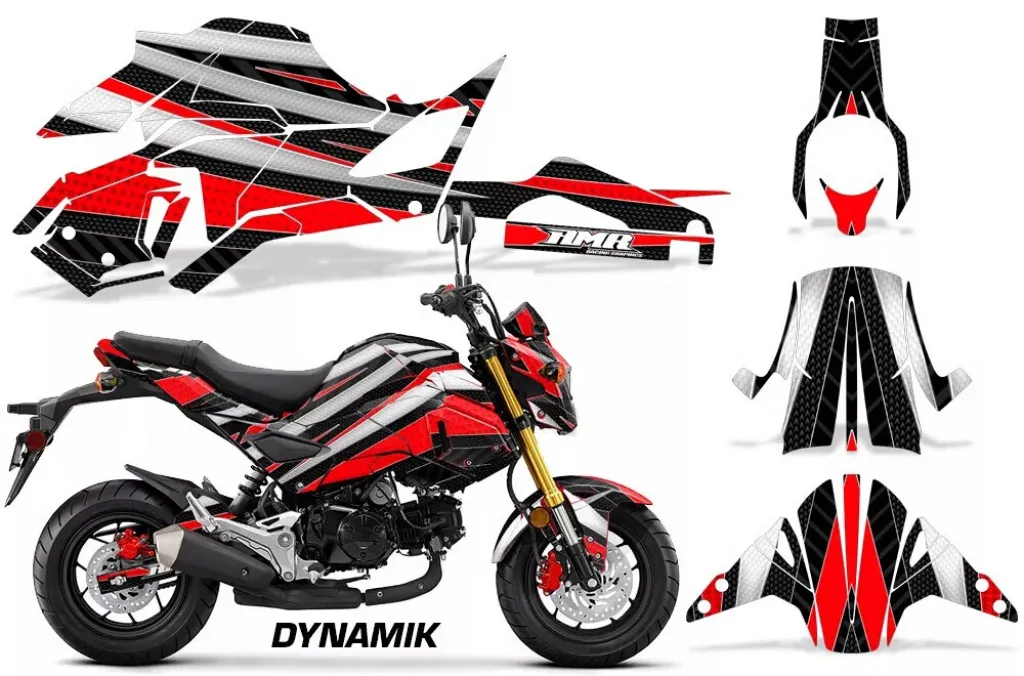 Dynamik Background = Black, Design color = Red for Honda Grom 125 2017-2020