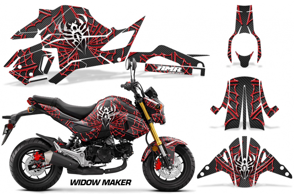 Widow Maker Background = Black, Design color = Red for Honda Grom 125 2017-2020