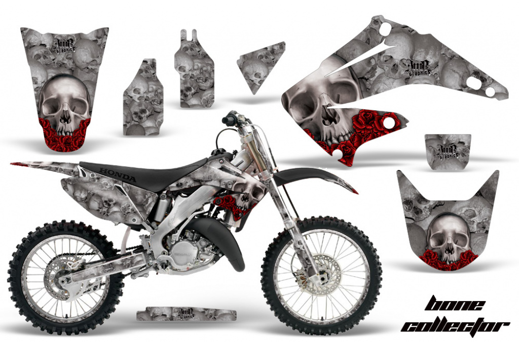 Bone Collector Silber mit Nummernfeldern für Honda CR250 1995-2015