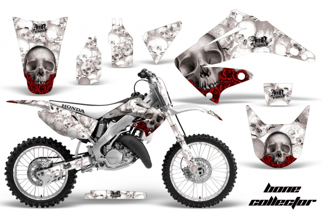 Bone Collector Weiß mit Nummernfeldern für Honda CR250 1995-2015
