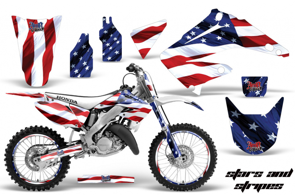 Stars and Stripes mit Nummernfelder für Honda CR250 1995-2015