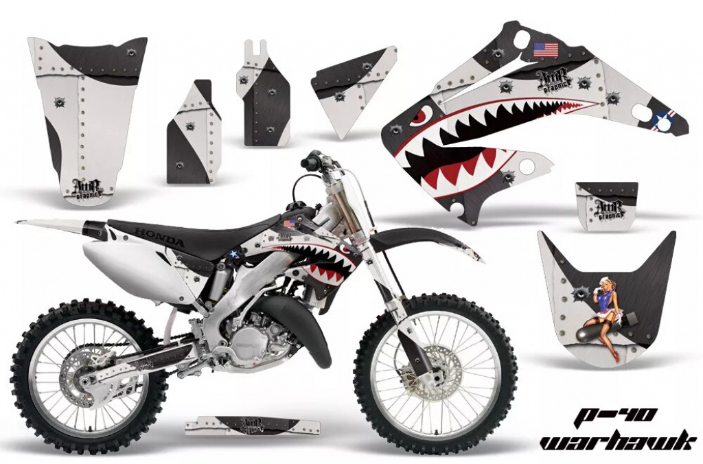 P40-Warhawk Schwarz ohne Nummernfeldern für Honda CR250 1995-2015