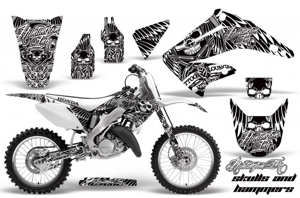 Skulls N Hammers Weiß ohne Nummernfeldern für Honda CR250 1995-2015