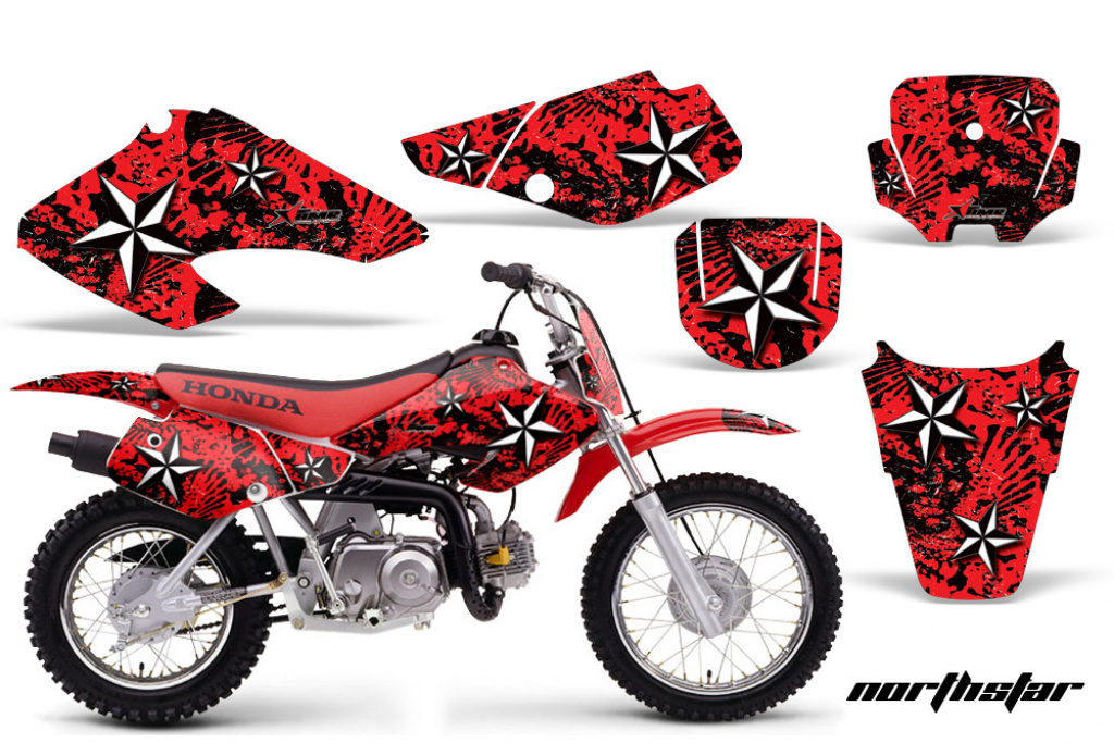 Northstar Background = Red, Design color = White with number plates for Honda XR70 2001-2003
