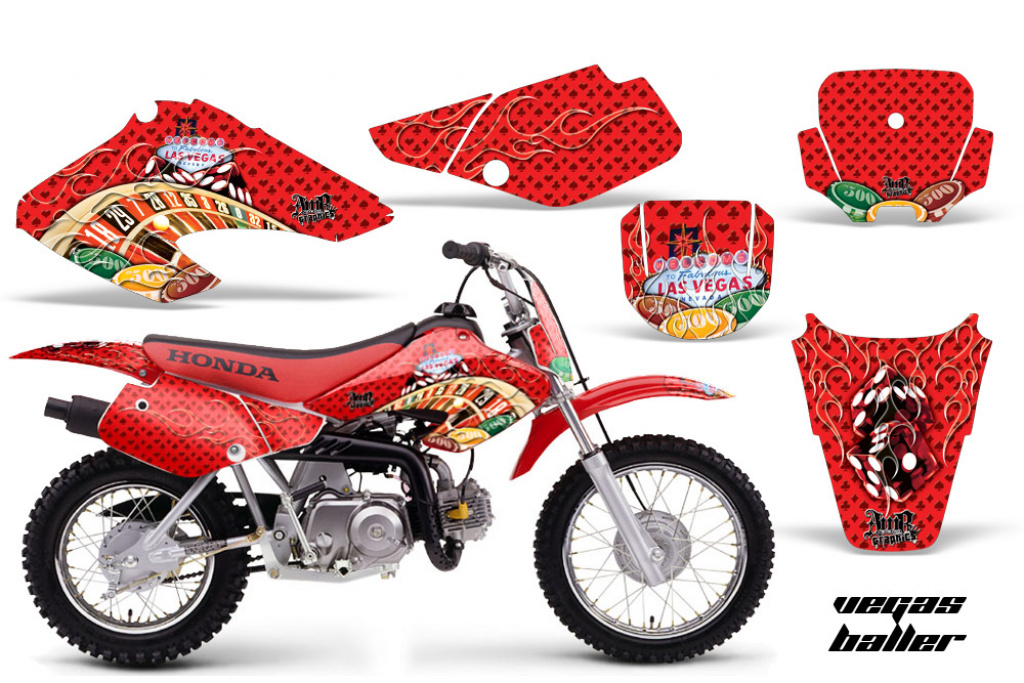 Vegas Baller Red with number plates for Honda XR70 2001-2003