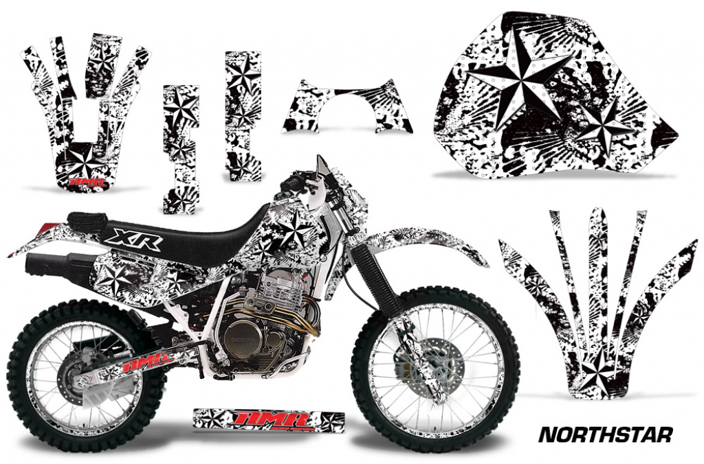Northstar Hintergrund = Weiß, Designfarbe = Weiß mit Nummernfeldern für Honda XR600R 1988-2000