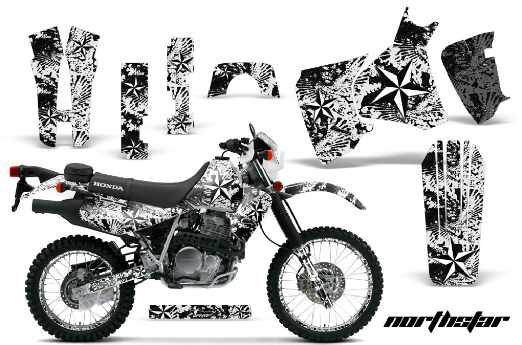 Northstar Hintergrund = Weiß, Designfarbe = Weiß mit Nummernfeldern für Honda XR650L 1993-2018