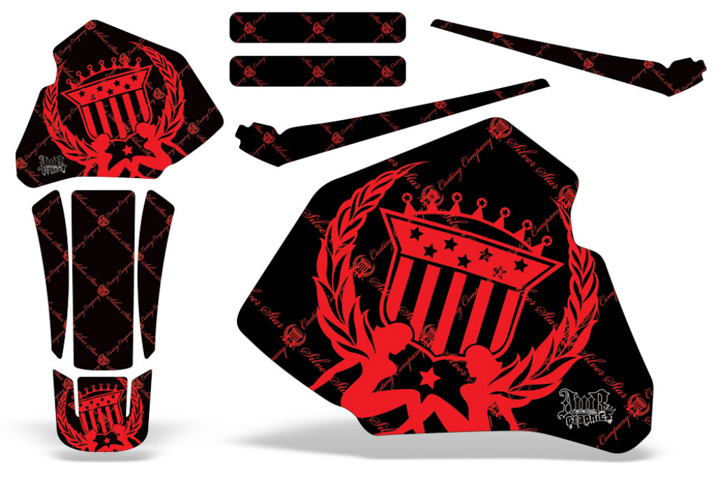 SilverStar - Reloaded Background = Black, Design color = Red without number plates for Honda XR80/XR100 1985-2000