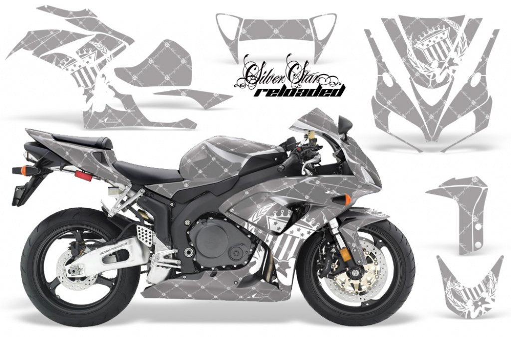 SilverStar - Reloaded Hintergrund = Silber, Designfarbe = White für Honda Sport Bike CBR 1000RR 2006-2007
