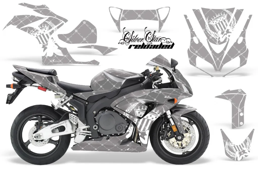 SilverStar - Reloaded Hintergrund = Silber, Designfarbe = White für Honda Sport Bike CBR 1000RR 2006-2007
