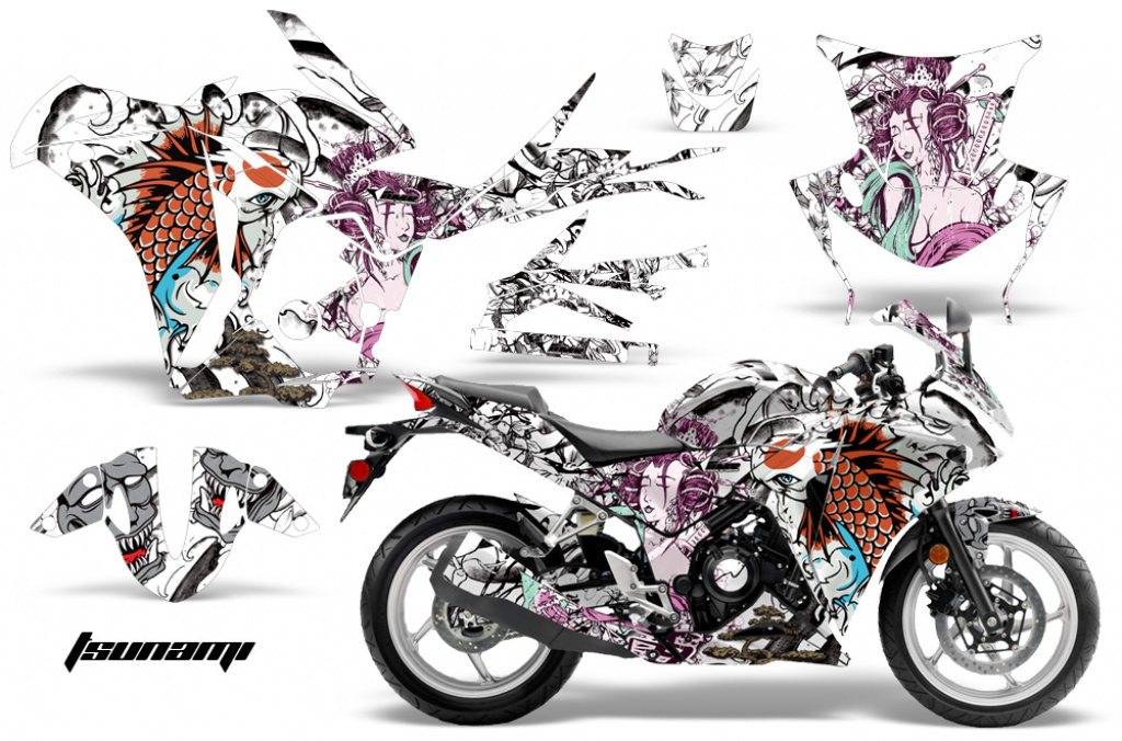 Tsunami Weiß für Honda Sport Bike CBR 250R 2010-2013
