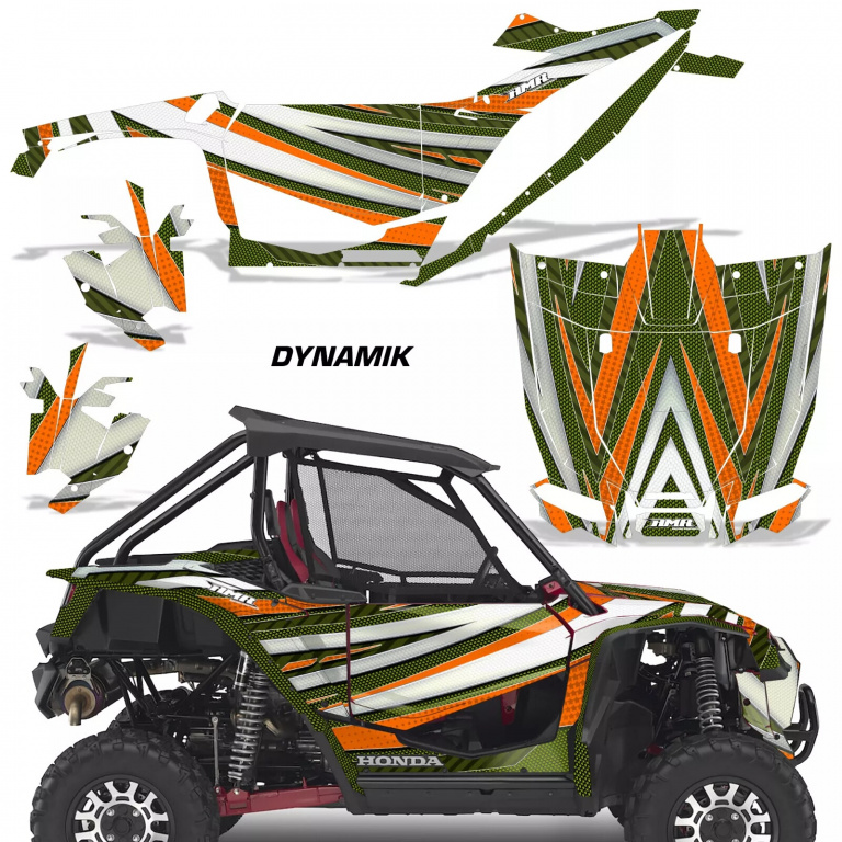 Dynamik Background = Green, Design color = Orange for Honda Talon 1000X/R 2 Door 2019-2022